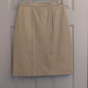 Avanti Cream Genuine Leather Pencil Skirt Vintage